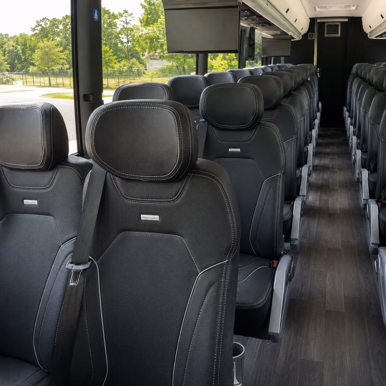 cary 56 passenger charter bus inside